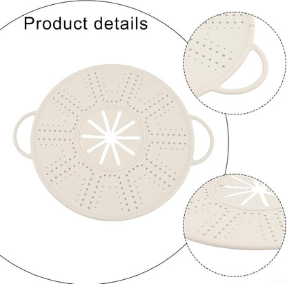 Large Silicone Spill Stopper Lid for Kitchen Pots Pans(white) | Silicone Pot Spill Stopper Lid with Steam Vent, 13.4x10.8 Inch Heat Resistant Cover and Oil Baffle with Easy Grip Handles