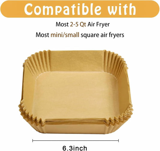 130 Pcs Disposable Mini Air Fryer Liners for COSORI 2.1 Qt Air Fryer | Small Air Fryer Liners, Pre-Cut and Ready to Use Upon Receipt, Food-Grade Safe, Heat to 430°F, Non-Stick