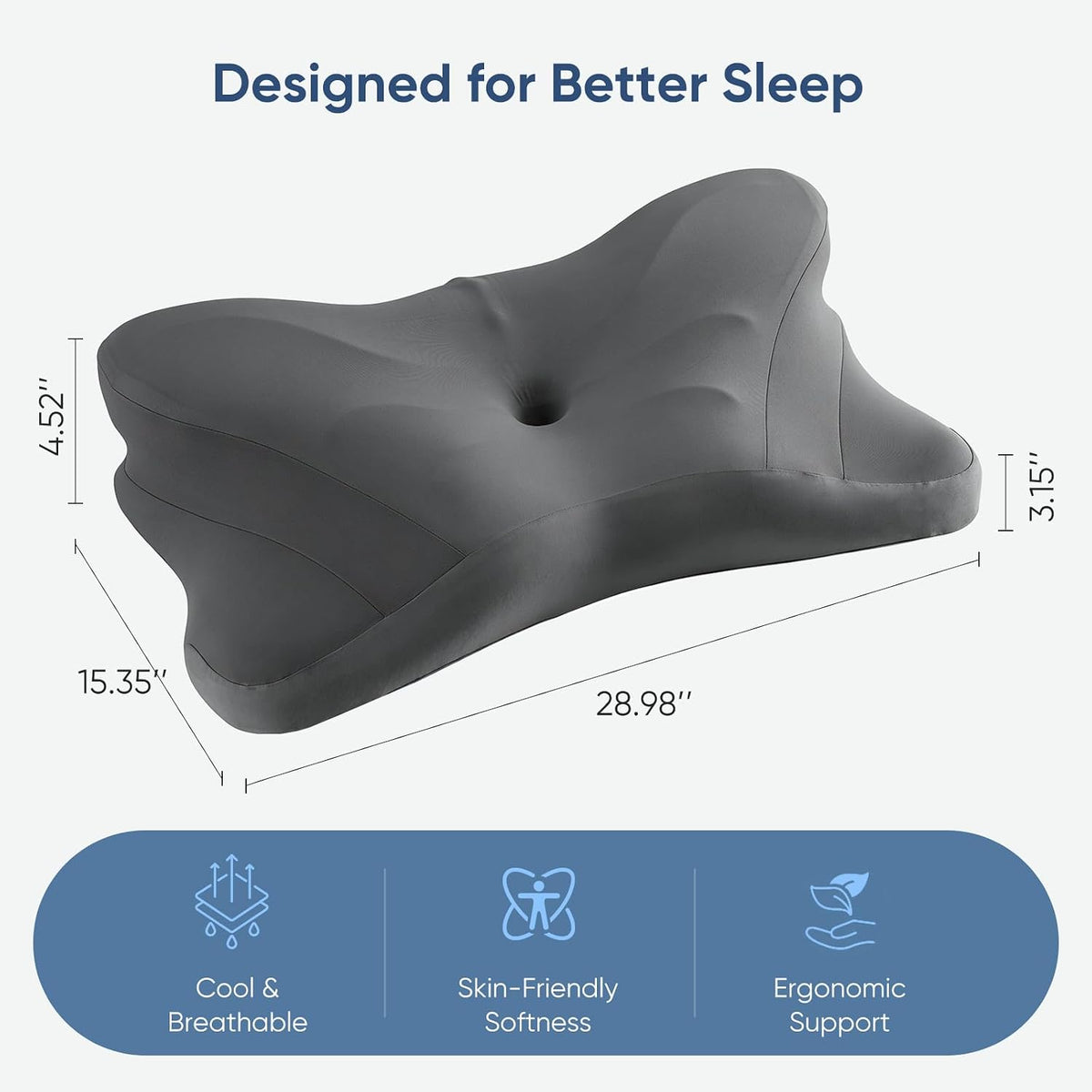Sweetcrispy Cervical Pillow for Neck Pain Relief, Cooling Memory Foam