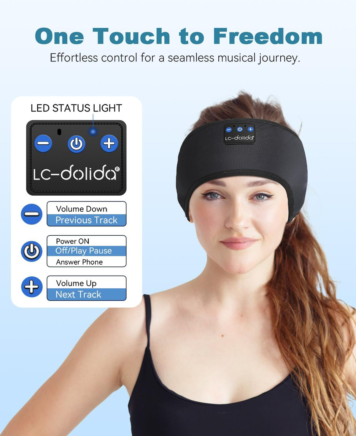 LC-dolida Sleep Headphones Bluetooth 5.4, Headband Headphones Earphones Wireless, Sleep Mask for Gifts,Workout,Jogging,Yoga(Purple)