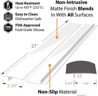 Silicone Stove Counter Gap Cover - 25 Inch Gap Filler 2 Pack Black | Long gap filler seals spills between kitchen appliances Stovetop oven countertop; stove gap cover, gas stove side gap covers