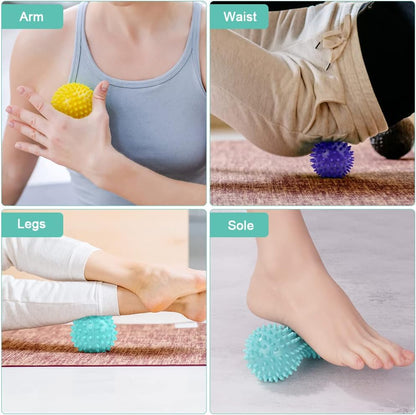 URAQT Spiky Massage Ball Set, 2 Pack Physical Therapy Massage Balls, Hard Lacrosse Ball & Spiky Massage Ball for Myofascial Release and Trigger Point Deep Tissue Massage (Purple)