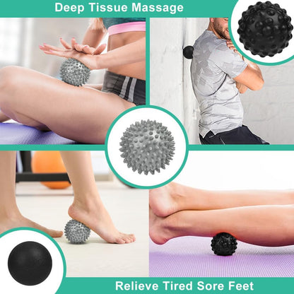 URAQT Spiky Massage Ball Set, 2 Pack Physical Therapy Massage Balls, Hard Lacrosse Ball & Spiky Massage Ball for Myofascial Release and Trigger Point Deep Tissue Massage (Purple)