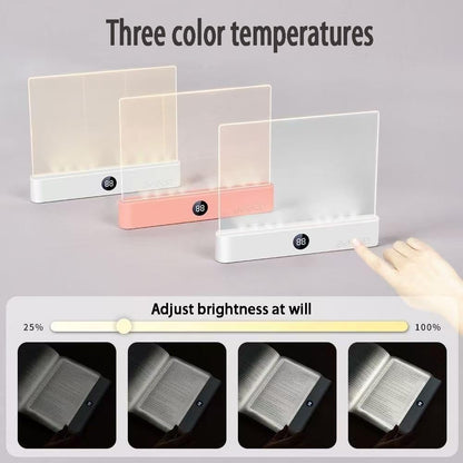 White Smart Led Reading Light, Book Light Treasure Box, Rechargeable Clear LED Flat Reading Light with 3 Colors & Timer, Doodleable Study Lamp, The Quiet Reader's Dream Lights