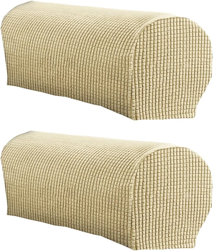 LINGXIYA Stretch Plush Armrest Covers, Spandex Armrest Slipcovers, Set of 2
