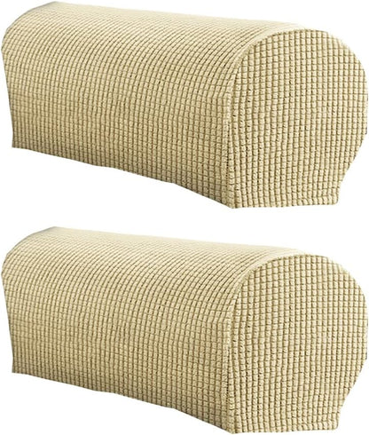 LINGXIYA Stretch Plush Armrest Covers, Spandex Armrest Slipcovers, Set of 2
