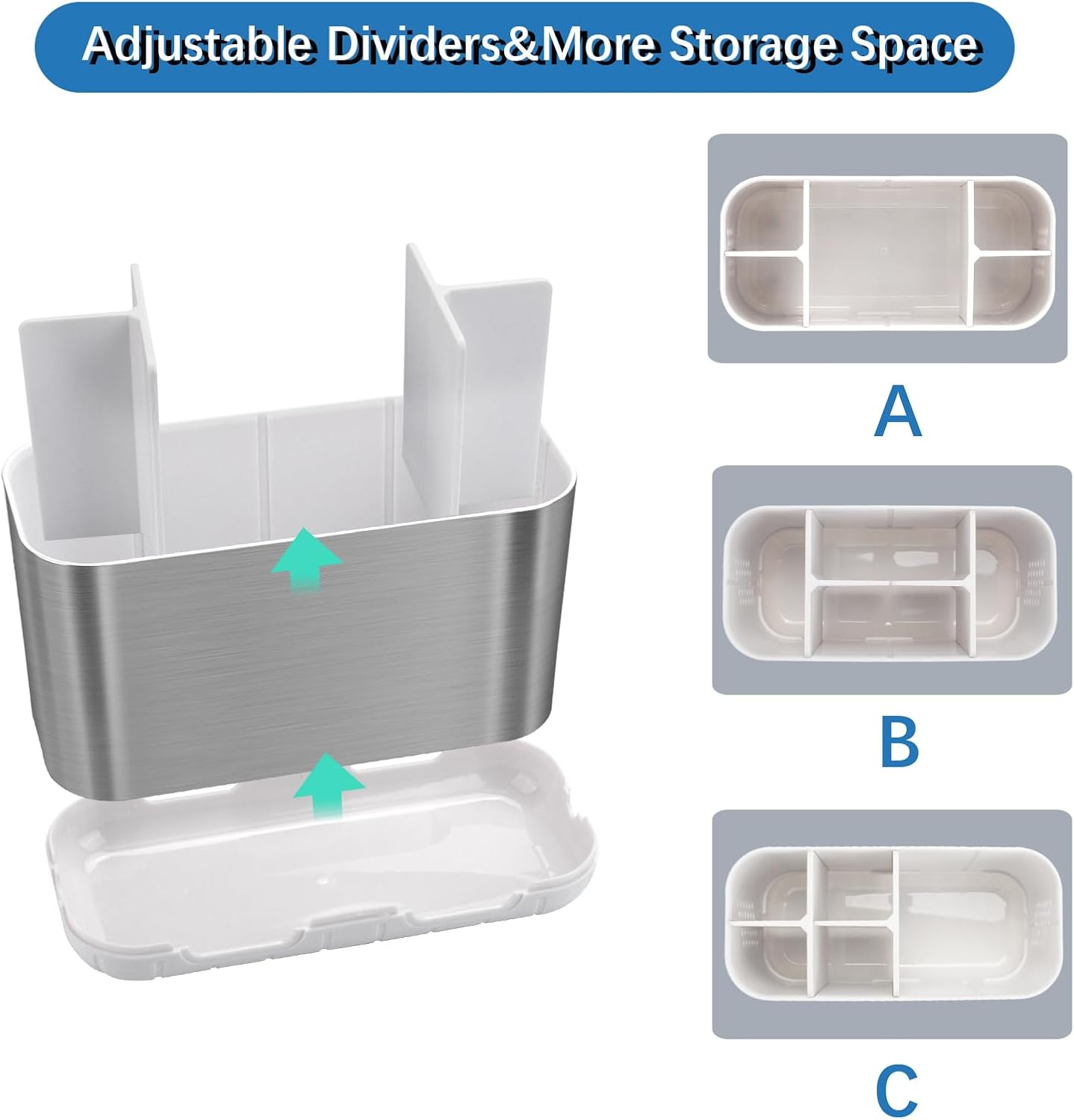 Toothbrush Holders for Bathrooms, Electric Toothbrush and Toothpaste Holder with Adjustable Dividers and Drainage, Kids Toothbrush Organizer for Bathroom Countertop | 5 Slots Toothbrush Organizer with Adjustable Dividers and Drainage, for Bathroom