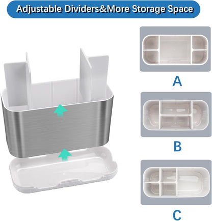Toothbrush Holders for Bathrooms, Electric Toothbrush and Toothpaste Holder with Adjustable Dividers and Drainage, Kids Toothbrush Organizer for Bathroom Countertop | 5 Slots Toothbrush Organizer with Adjustable Dividers and Drainage, for Bathroom