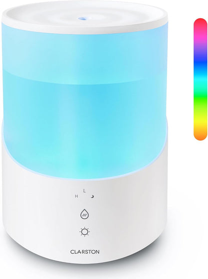 Clarston Humidifiers for Bedroom, 2L Cool Mist Humidifier, 24dB Quiet Sleep