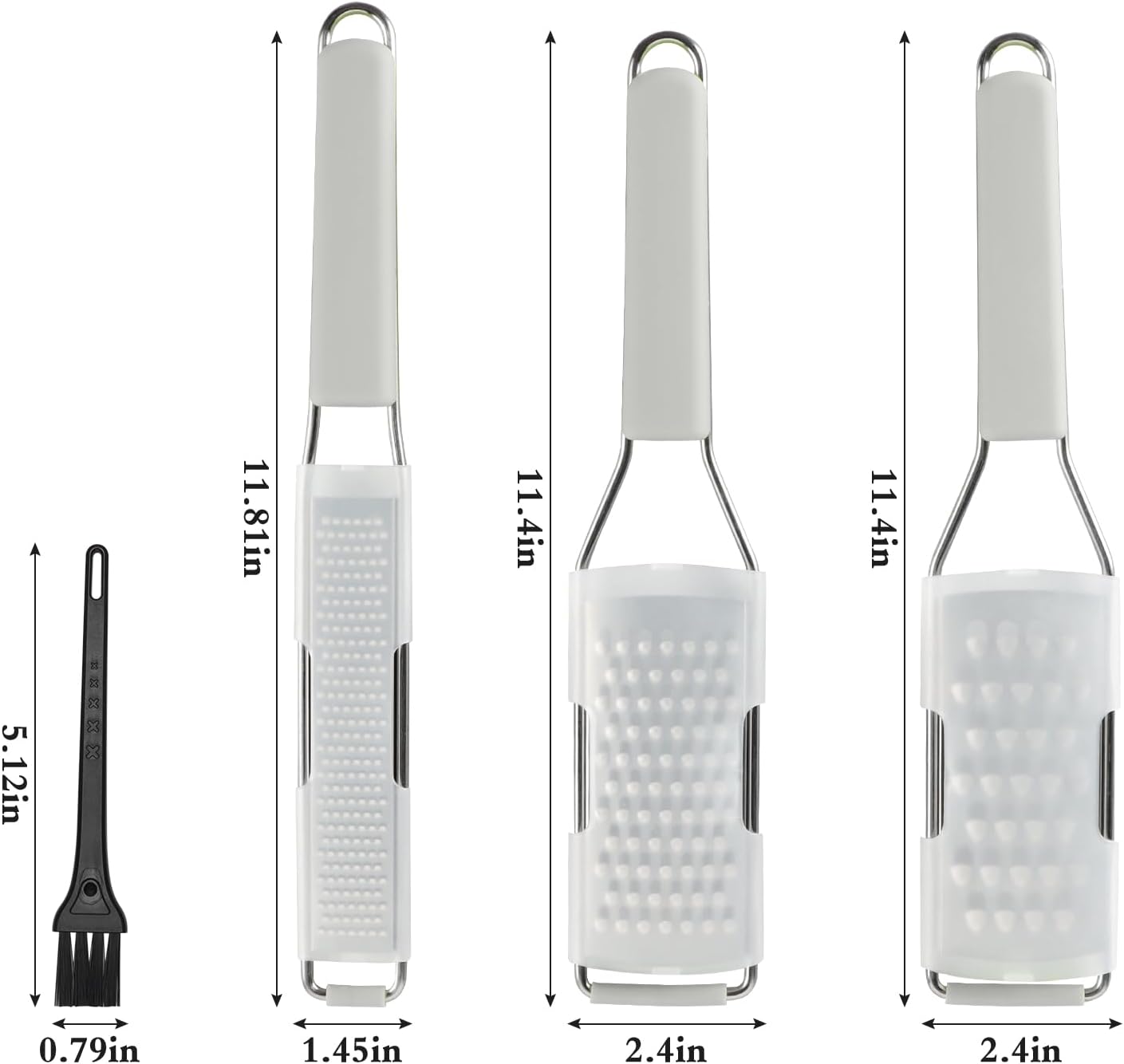 Cambom Lemon Zester Grater Three-piece Suit - Heavy Duty Kitchen Tool for Parmesan Cheese, Ginger, Garlic, Nutmeg, Chocolate, Vegetables，Fruits，Stainless Steel Grater Dishwasher Safe Black | 304 Stainless Steel, Sharp Tool for Parmesan Cheese, Ginger,
