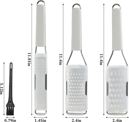 Cambom Lemon Zester Grater Three-piece Suit - Heavy Duty Kitchen Tool for Parmesan Cheese, Ginger, Garlic, Nutmeg, Chocolate, Vegetables，Fruits，Stainless Steel Grater Dishwasher Safe Black | 304 Stainless Steel, Sharp Tool for Parmesan Cheese, Ginger,