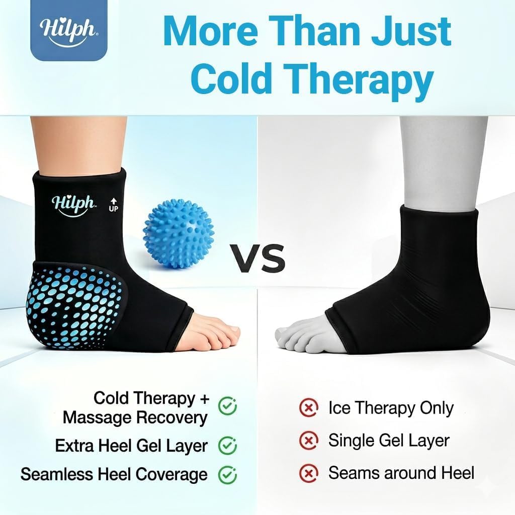 Hilph Plantar Fasciitis Recovery Kit with Foot Ice Pack Wrap & Massage Ball