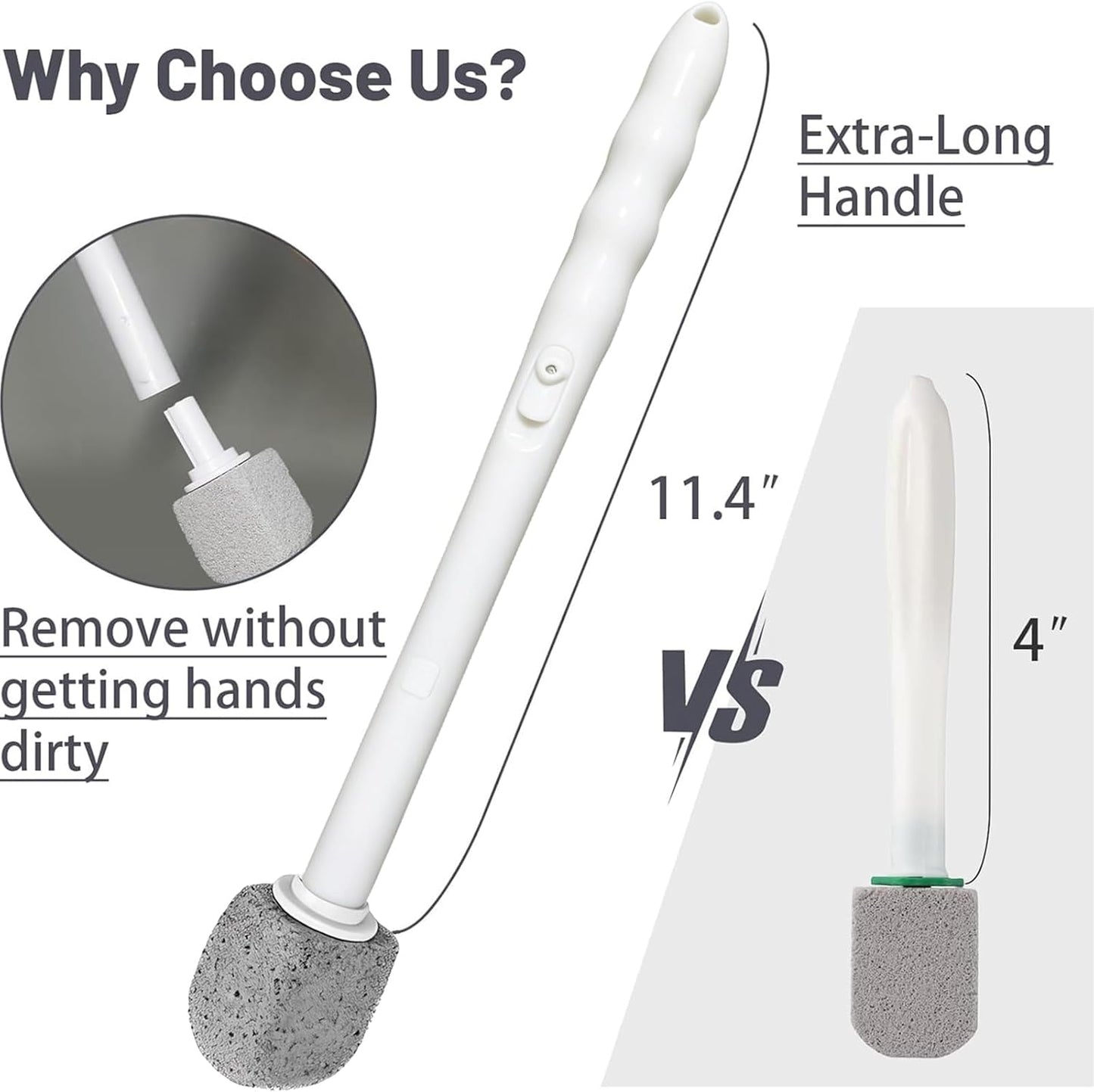 2026 Upgrade Pumice Stone Toilet Bowl Cleaner for Toilet Bath Kitchen Household Cleaning,11.8Inch Bathroom Cleaner Brush Toilet Wand+ Pumice Stones (7 Pack)