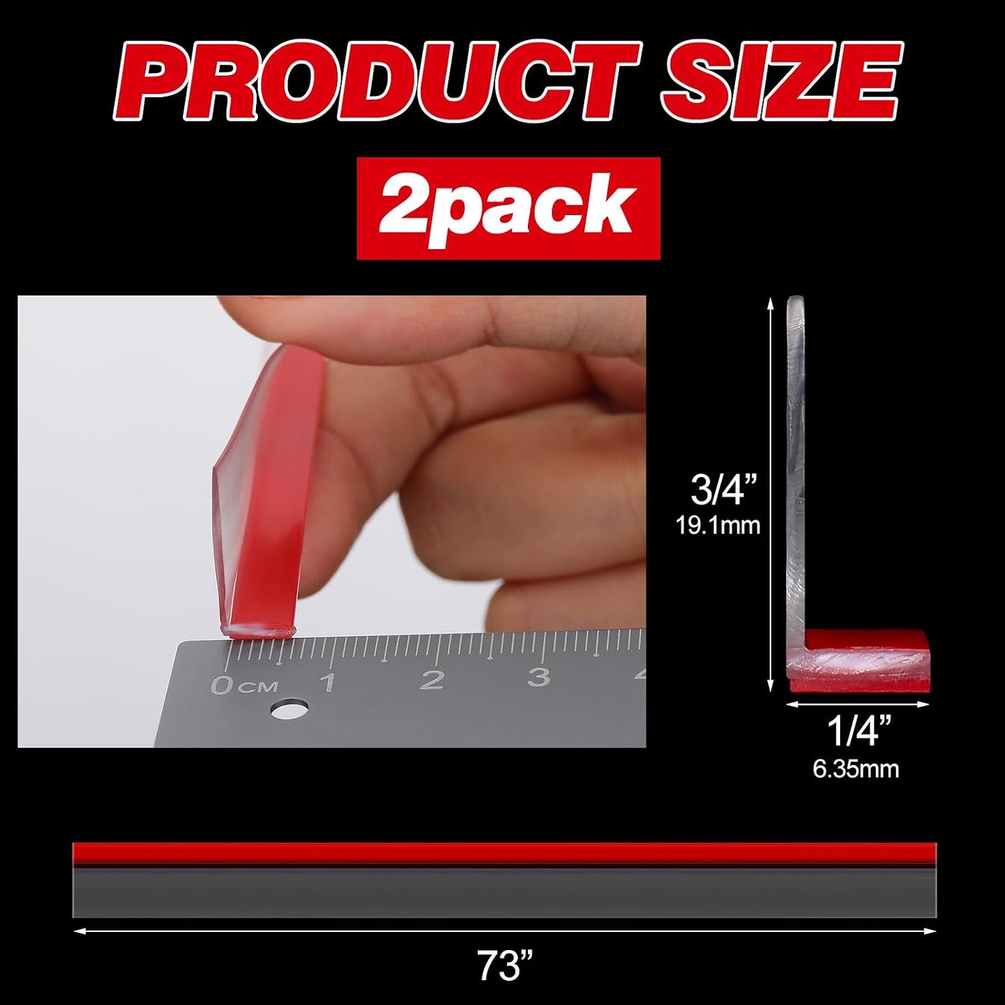 2 Pcs L-Type Seal Strip 3/8'' X 73'' Clear Vinyl Glass Shower Door | Self-adhesive for Easy Install, Water Dam at Shower Bottom Threshold, Fits Frameless Glass Gaps, Prevents Bathroom Leaks