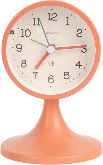 3" Round Quartz Analog Metal Alarm Clock Silent Non Ticking Desk Clock