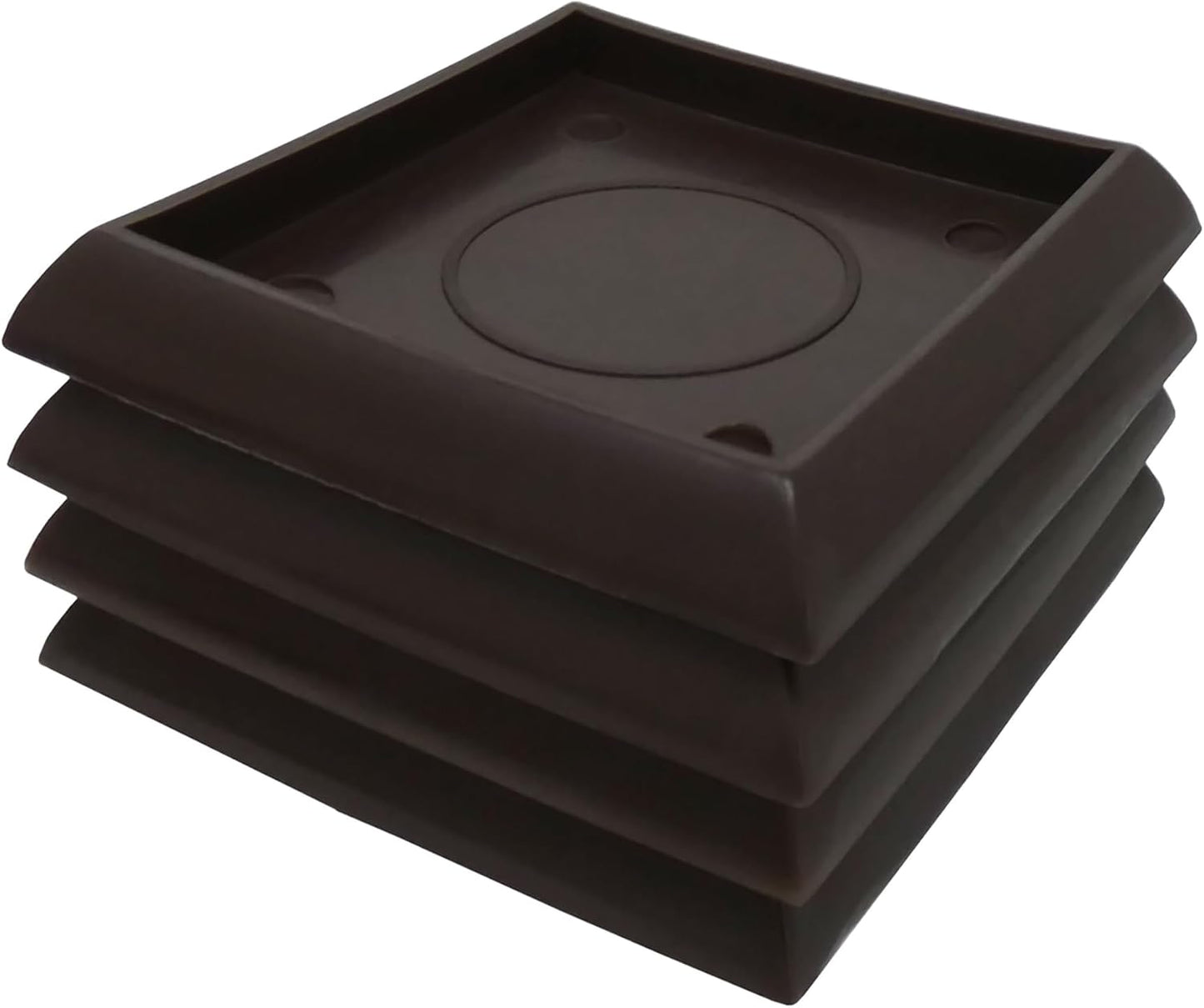 SoftTouch 2" Square Reusable Furniture Caster Cups for Couches, Chairs, Tables on Carpet or Hard Surfaces, Furniture Wheel Caster Cups with Vinyl Base, Set of 4, Brown