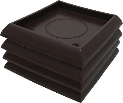 SoftTouch 2" Square Reusable Furniture Caster Cups for Couches, Chairs, Tables on Carpet or Hard Surfaces, Furniture Wheel Caster Cups with Vinyl Base, Set of 4, Brown