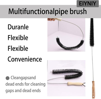Dryer Cleaner Vent Brush Long Flexible Dryer Vent Cleaner with Wood Handle and Refrigerator Condenser Coil Brush Long Flexible Refrigerator Coil Cleaning Brush (EY-008)