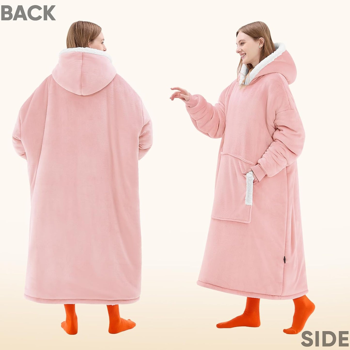 yescool Wearable Blanket Hoodie, Flannel Sherpa Fleece Blanket Sweatshirt for Adults Women Men,One Size Fits All - Colors A