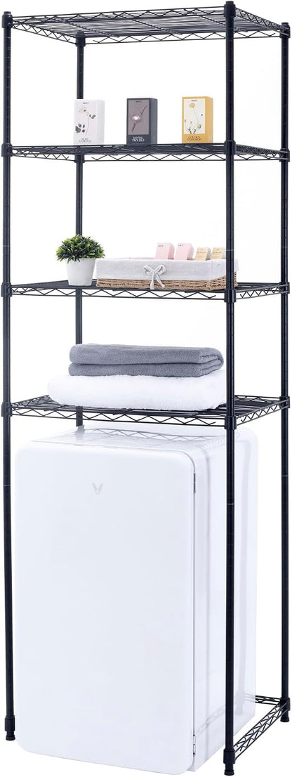 Zvyteay 4 Tier Mini Fridge Shelf Adjustable Height Storage Shelf Metal Storage Rack Mini Fridge and Microwave Stand for Dorm, Kitchen, Office, White