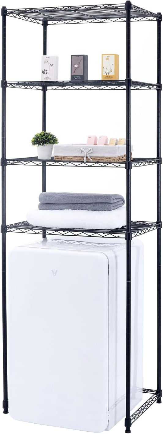 Zvyteay 4 Tier Mini Fridge Shelf Adjustable Height Storage Shelf Metal Storage Rack Mini Fridge and Microwave Stand for Dorm, Kitchen, Office, White