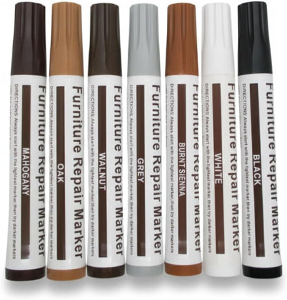 Wood Furniture Repair Marker Set – Pack of 7 Multi-Tone Touch Up Pens for Scratch Restoration and Surface Blending