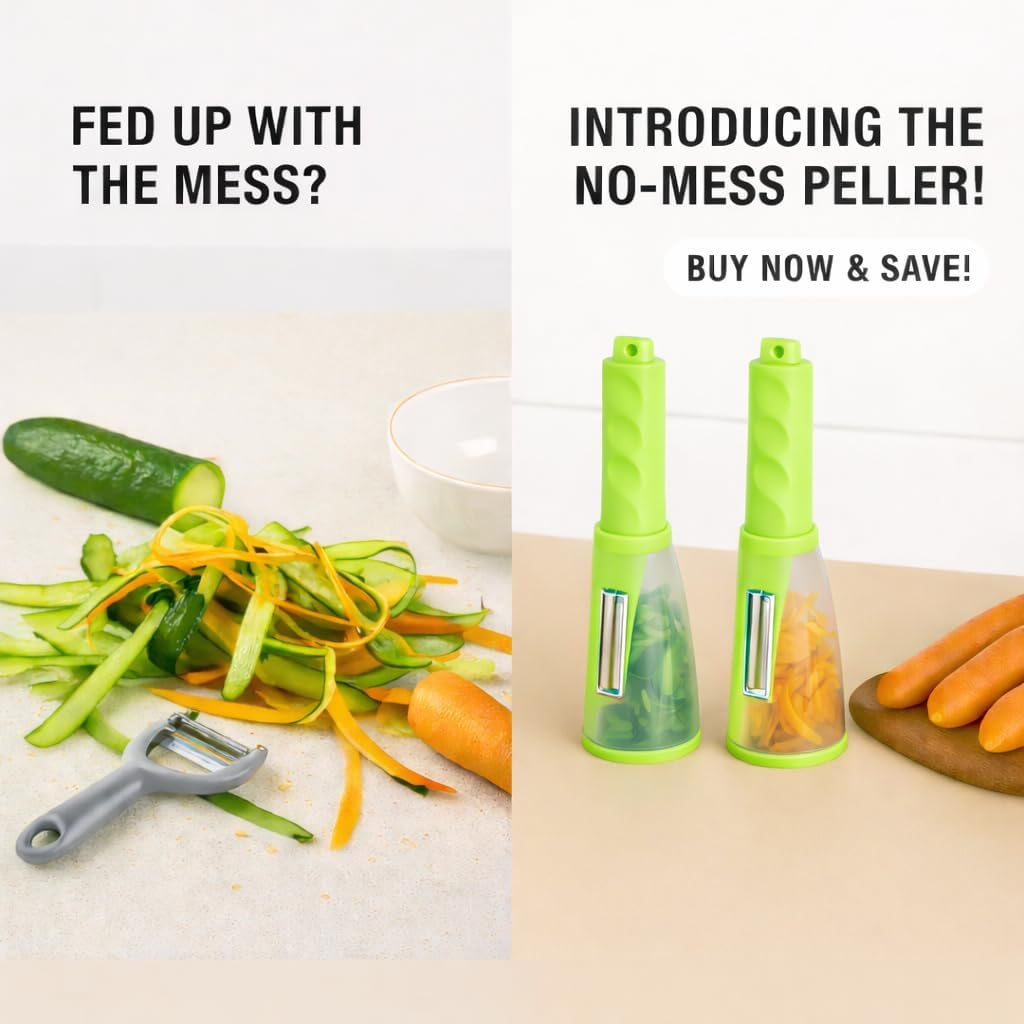 Nature+ Vegetable Peeler Fruit Peeler with Container, Stainless Steel Blade, Non-Slip Handle, Kitchen Kiwi Peeler for Apple, Potato
