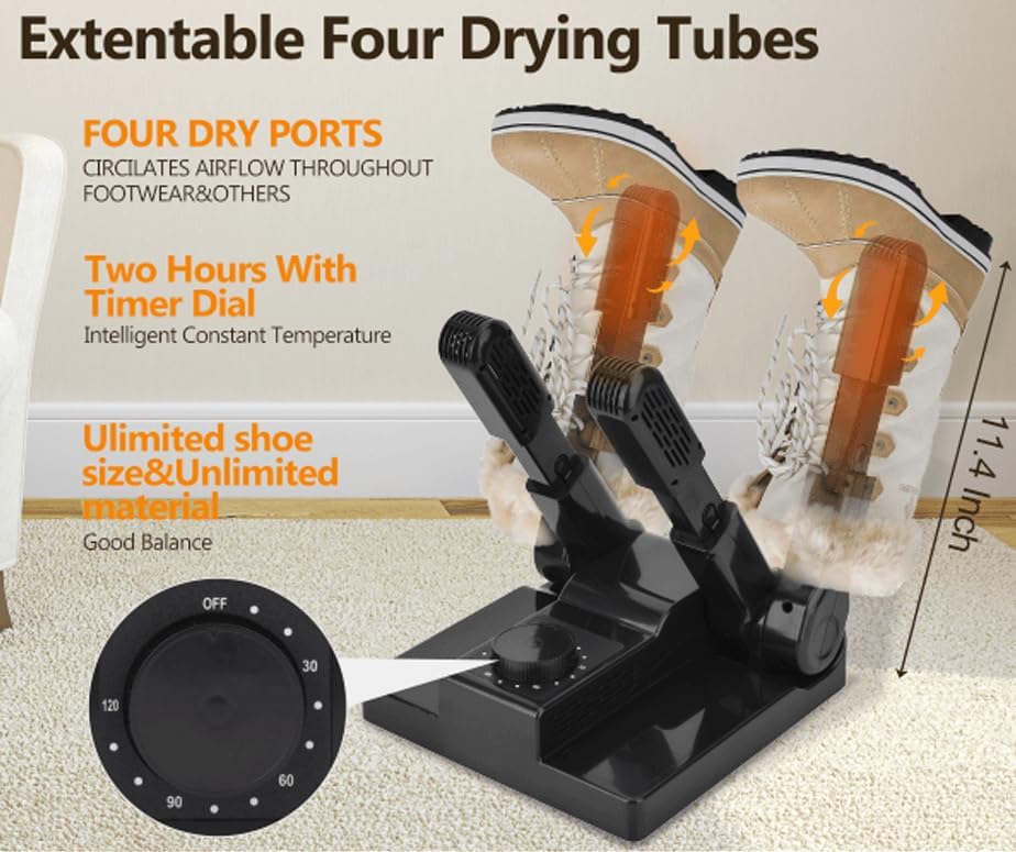 Portable Electric Shoe Glove Boot Dryer Warmer with Folding and Drying Rack
