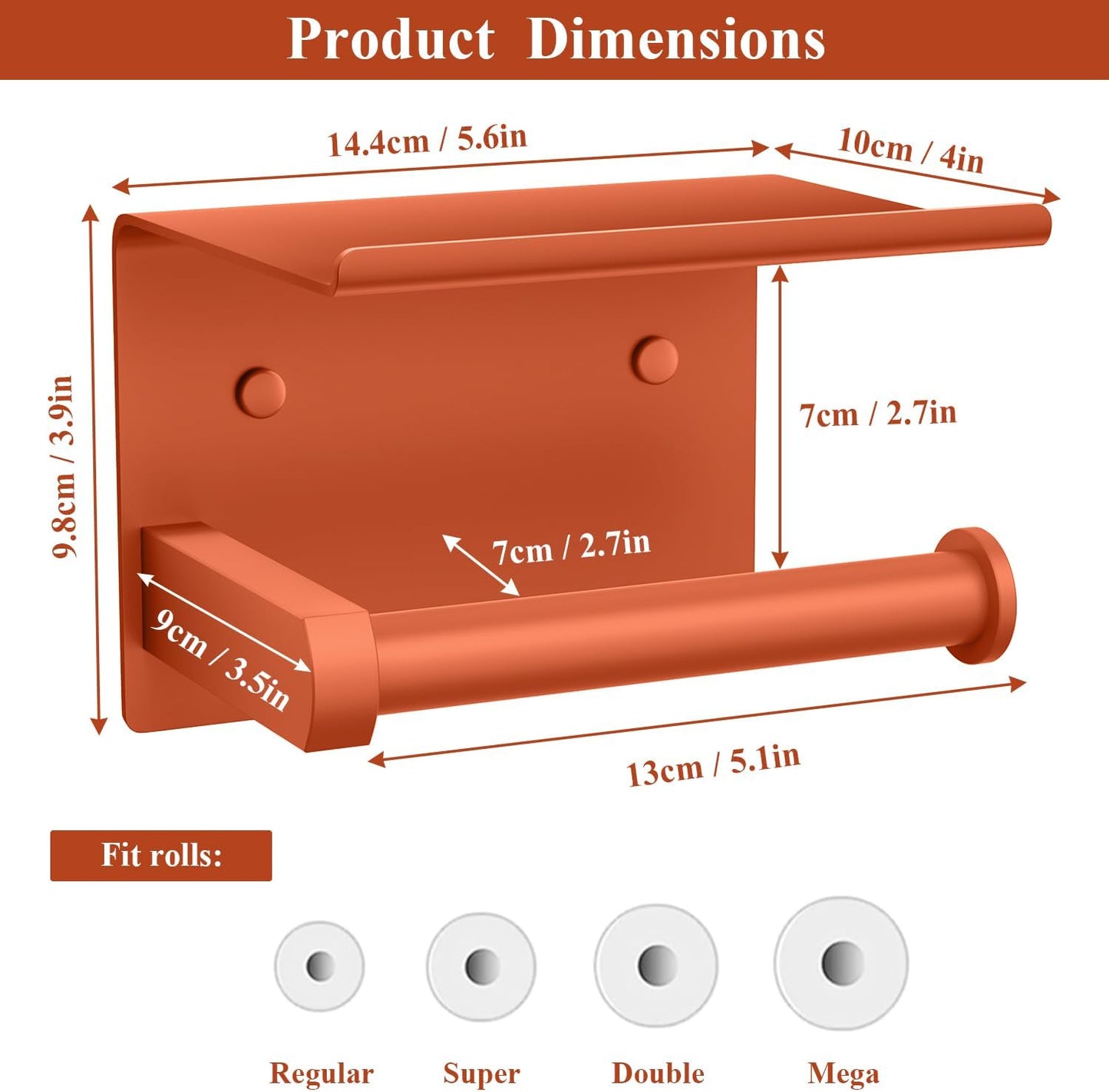 Toilet Paper Holder with Shelf Wall Mounted Toilet Paper Roll Dispenser | Heavy Duty Stainless Steel Brushed Nickel