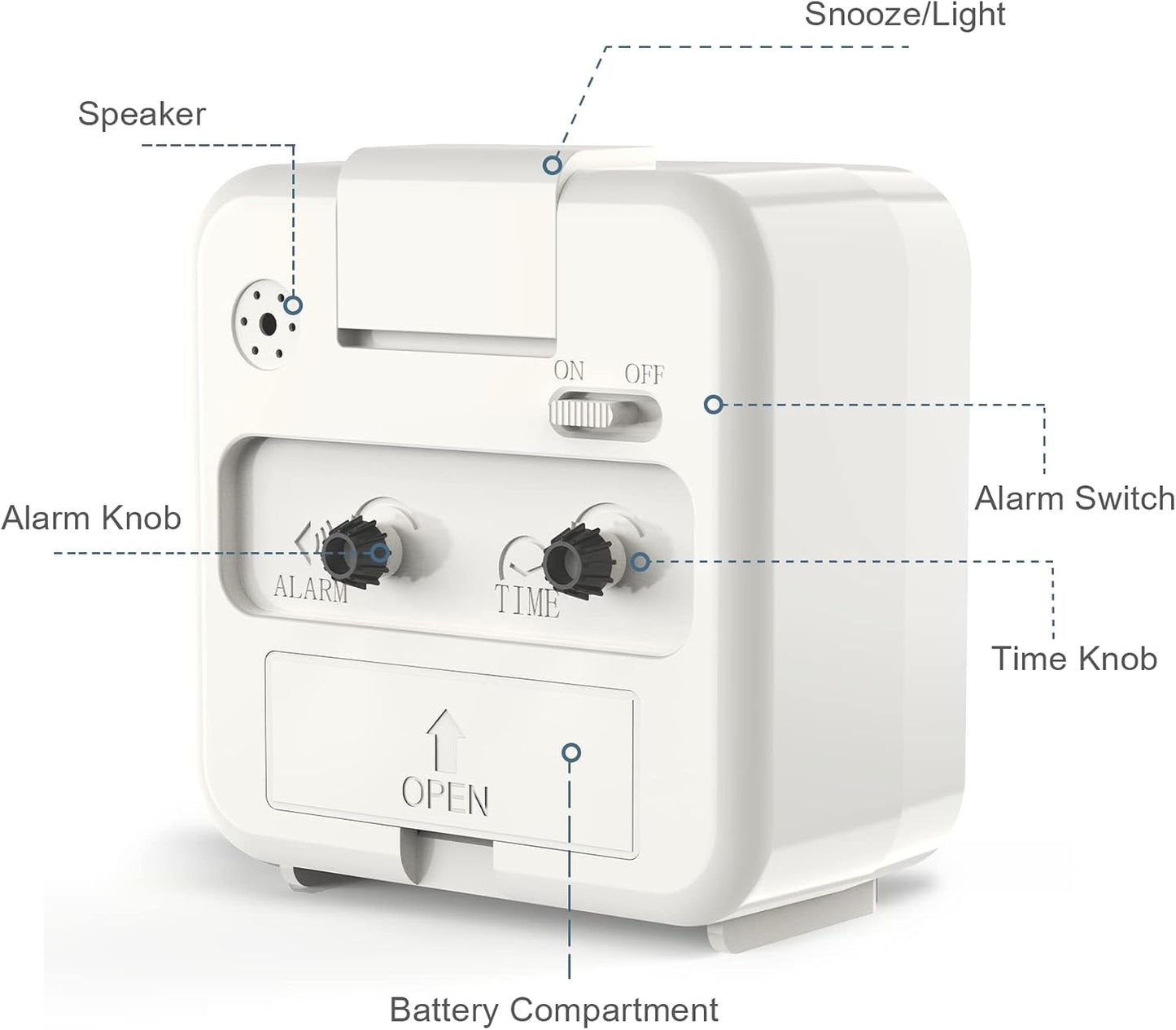 Analog Alarm Clock, Silent Non Ticking Table Clock, Travel Bedside Clock with Snooze, Night Light, Ascending Beep Sounds, Battery Operated Loud Small Clocks for Bedroom Travel Office, Black