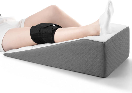 Hapiclody Leg Elevation Pillow for After Surgery – Knee Surgery Recovery Leg Support Pillow with Handle, Designed for Knee Replacement Recovery, Single Leg Elevating Wedge