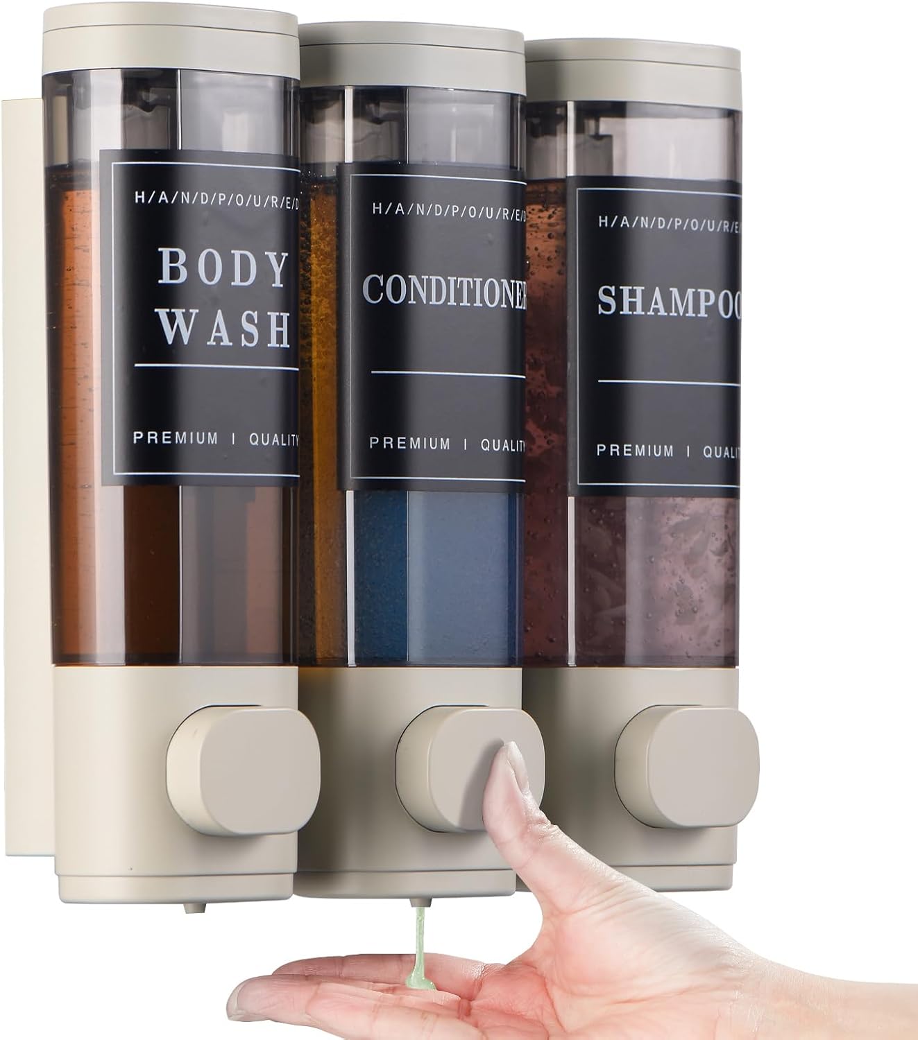 Shampoo and Conditioner Dispenser,Shower Soap Dispenser 3 Chamber No Drill Wall-Mounted Shampoo Dispenser for Shower Wall Mounted Shower Dispenser for Bathroom Hotel Large Capacity,Black
