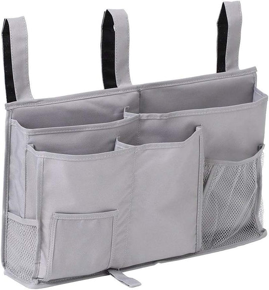 Createy Bedside Caddy Hanging Organizer Storage Bag Pocket for Bunk and Hospital Beds, College Dorm Rooms, Baby Bed Rails, Camp - 4 Pockets and 2 Hooks