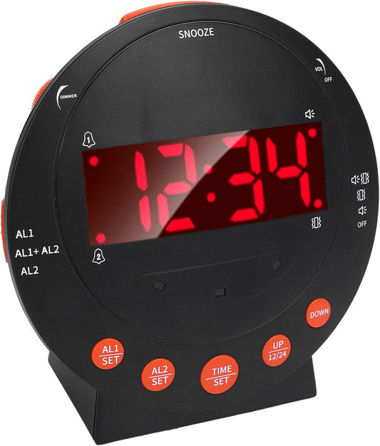 Fabater Vibrating Alarm Clock, Powerful Bed Shaker for Heavy Sleepers LED Vibration Reminder Clock Dual USB Charging Alarm with Adjustable Brightness Stepless Volume Control for