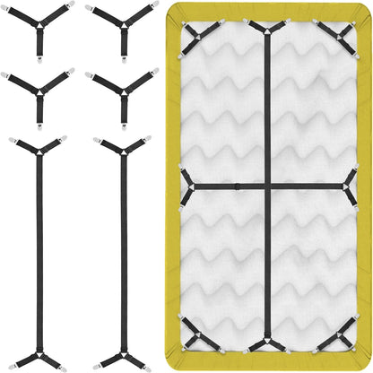 4 Pack Mattress Elastic Straps, Elastic Bed Sheet Holders for Corners Fitted Straps Clip Adjustable Bedsheet Grippers Mattress Sheet Corner Holders, Fitted Bedsheet Clip for Bedding Sofa Cover