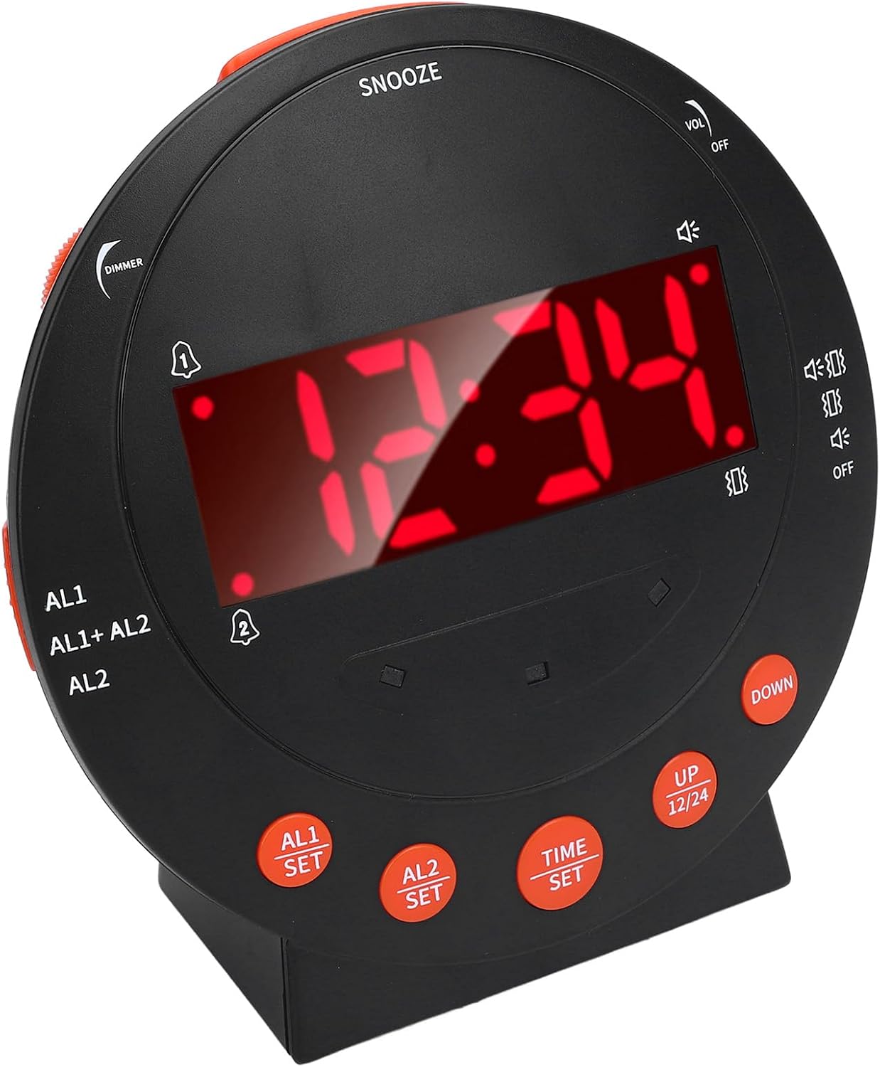 Fabater Vibrating Alarm Clock, Powerful Bed Shaker for Heavy Sleepers LED Vibration Reminder Clock Dual USB Charging Alarm with Adjustable Brightness Stepless Volume Control for