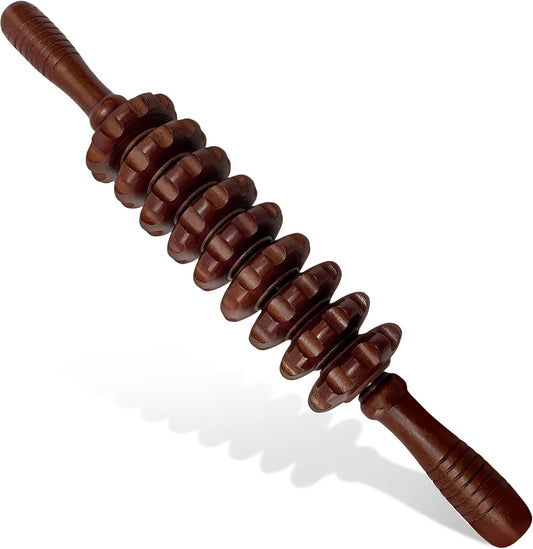 Manual Wood Therapy Massage Stick, Wooden Cellulite Muscle Roller for Legs | Body Sculpting, Lymphatic Drainage Massager, Wooden Massage Tools for Trigger Points Relief, Sore Muscle Recovery