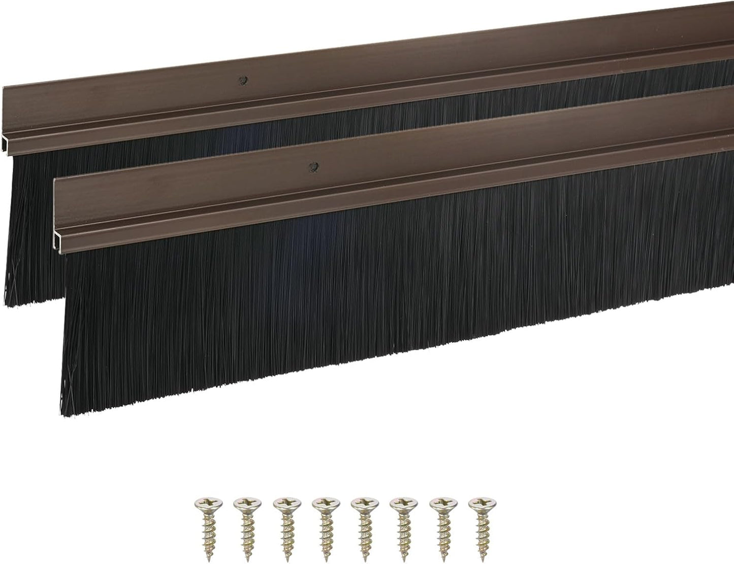 M METERXITY 2Pack Door Sweep - 39" Door Bottom Brush Heavy Duty Seal Draft Stopper Aluminum Base with 20mm Brush, Adhesive/Screw Installation for Interior/Exterior/Garage/Sliding Doors, Black