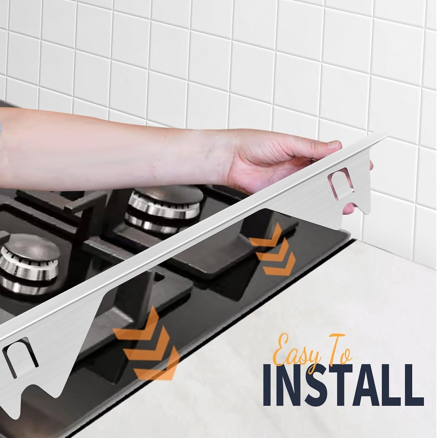 Stove Gap Covers Stainless Steel, 2 Pack Stove Gap Filler Easy Retractable Length 13.8" to 27.5", Width 0.79" Stove Gap Guards Range Trim Kit, Heat Resistant Guard Between Stove Top & Counter