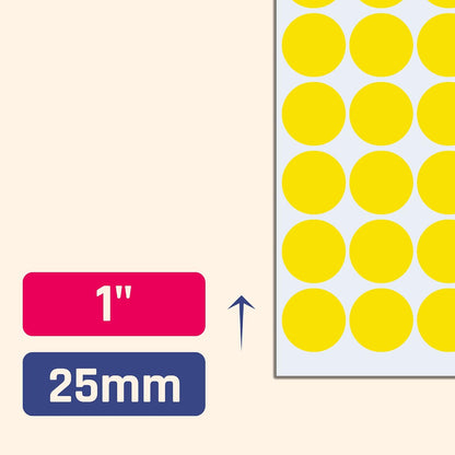 600 Pack, 1" Round Colored Dot Stickers Labels - 6 Colors