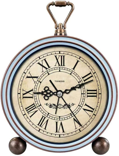 TIMESS 4.3-Inch Vintage Analog Alarm Clock, Silent Non-Ticking, Brown