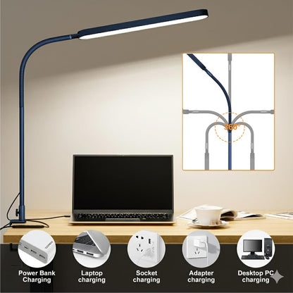 SKYLEO Desk Lamp for Home Office, Eye Comfortable LED Desk Light for Long Hours, Adjustable Swing Arm with Memory Function, Black