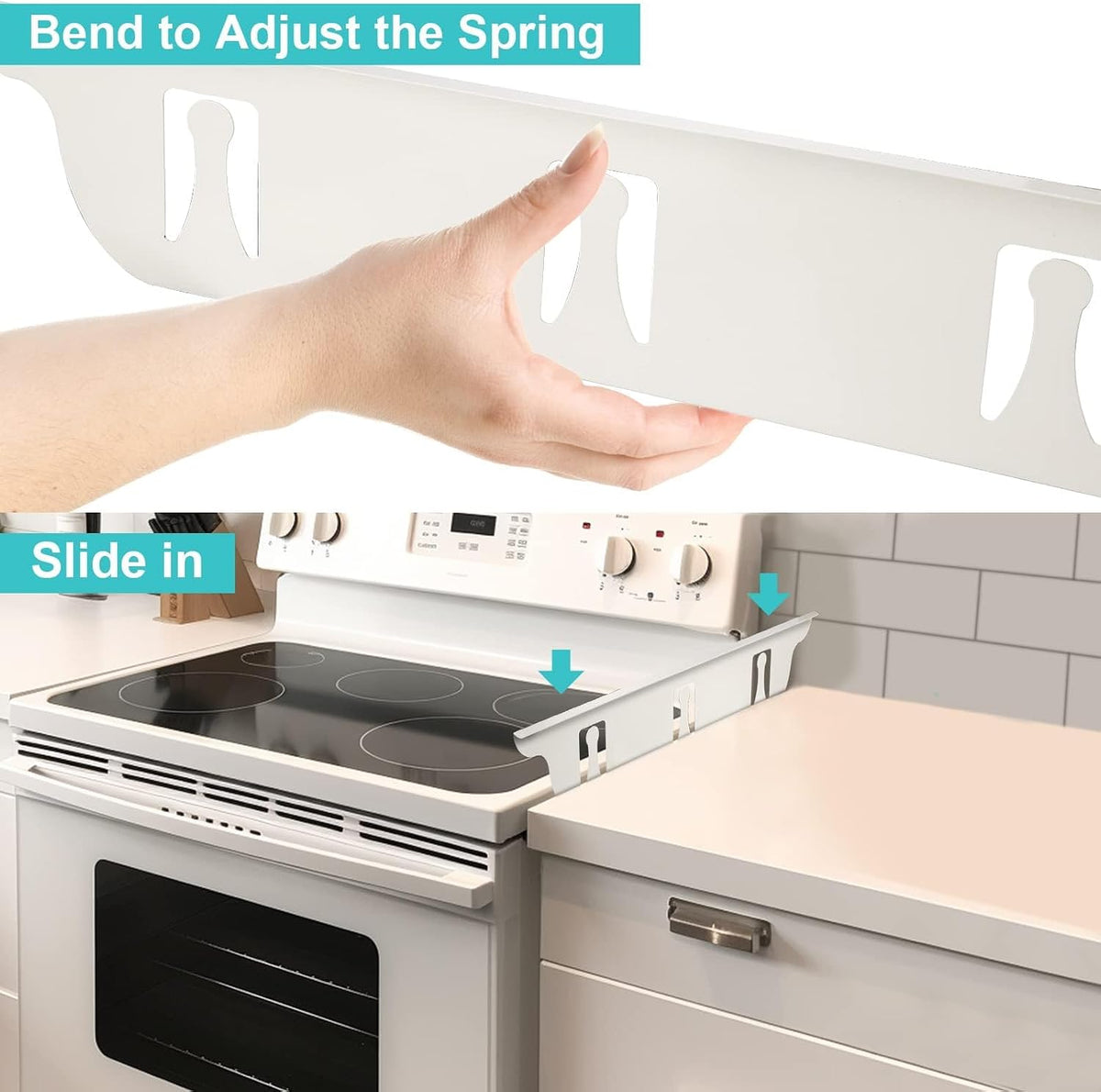 Stove Cover, Stove Guard, Stainless Steel Stove Gap Covers, Heat Resistant & Easy to Clean Stove Counter Gap Cover, Kitchen Stove Counter Gap Cover Eliminates Gap Between Counter & Appliances (2 pcs)
