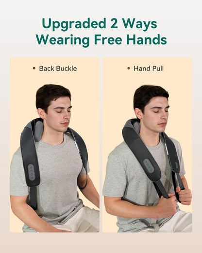 Snailax Cordless Neck & Shoulder Massager with Kneading, Heat, USB-C
