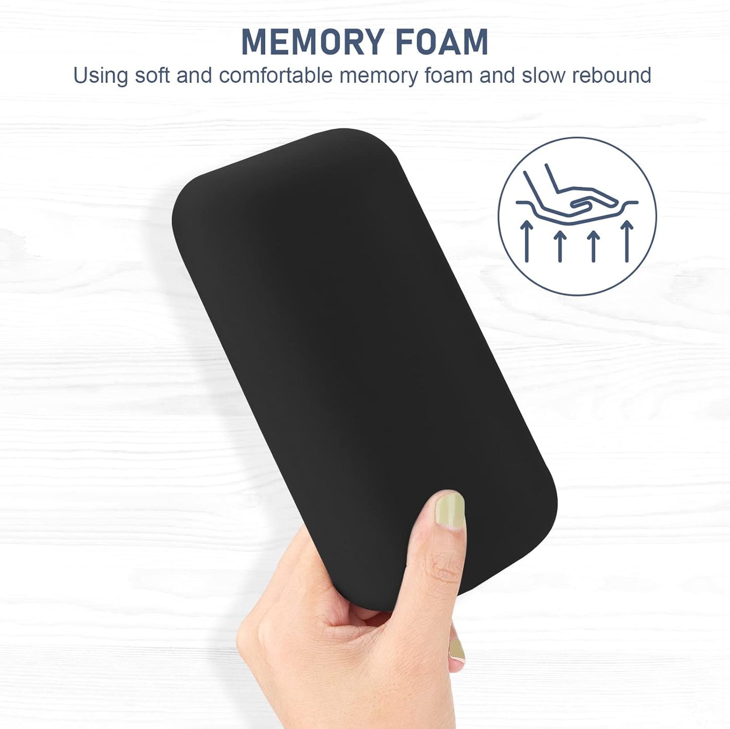 Leolee Elbow Rest Pads for Desk, Black Ergonomic Wrist Rest Arm Rest Pads | Memory Foam & Non-Slip Base, Armrest Cushion Support Pad Relieve Elbow and Wrist Pain for Computer, Office, 2 Packs