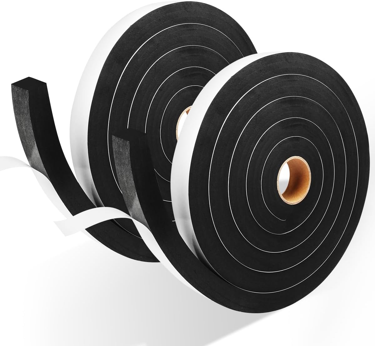 2 Rolls Foam Seal Tape for Door Window Insulation, Soundproof and Shockproof Foam Adhensive Strip, 3/8" Wx3/16 T Single Sided Foam Tape, Cold Air and Draft Closed Cell Seal Strip,Total 32FT