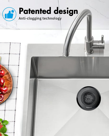Kitchen Sink Drain Strainer,Patented Reversible Chain Mesh Basket Anti-Clog | Revolutionary Sink Strainer，Easy Clean，Fast Drainage，304 Stainless Steel Rust-Proof，4.4" Large Capacity Food Catcher，Handmade