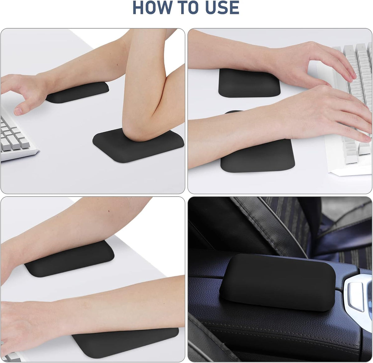 Leolee Elbow Rest Pads for Desk, Black Ergonomic Wrist Rest Arm Rest Pads