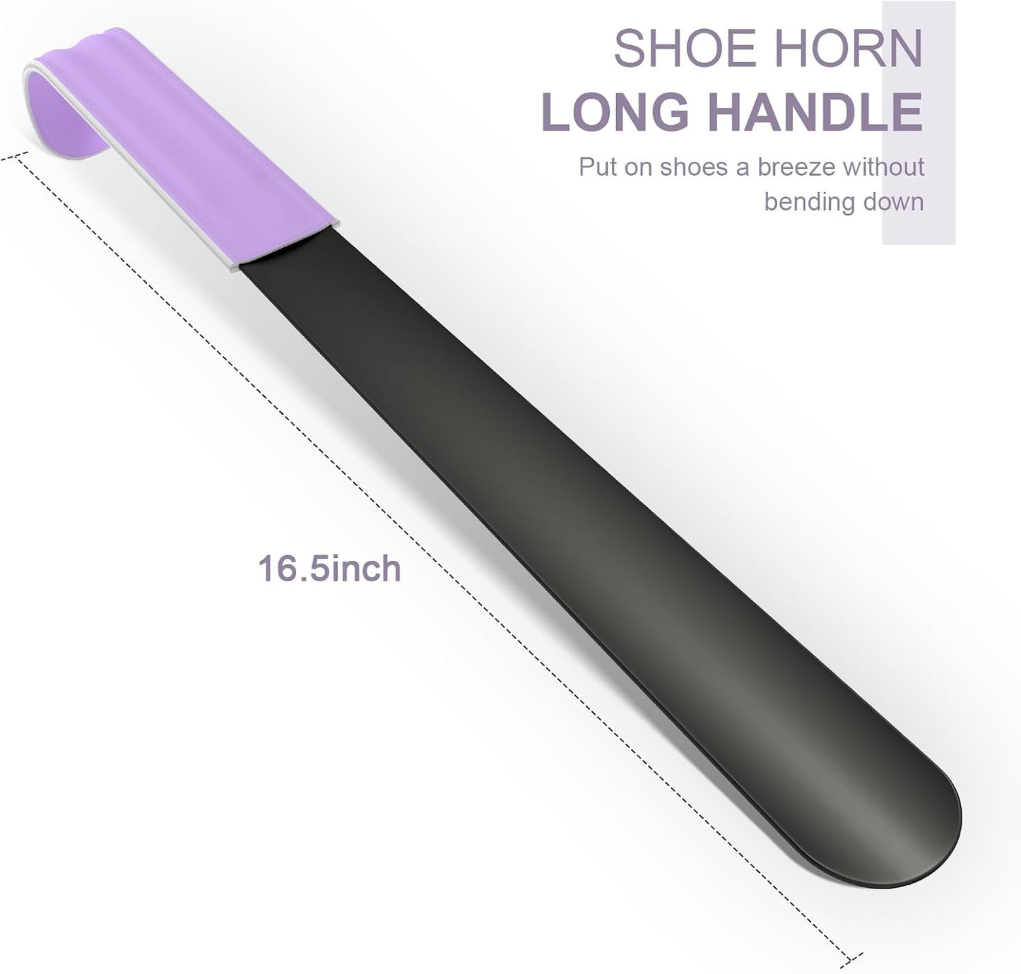 16.5 Inch Long Handle Shoe Horn for Seniors Men Women Kids, Metal Shoe Horns for Boots