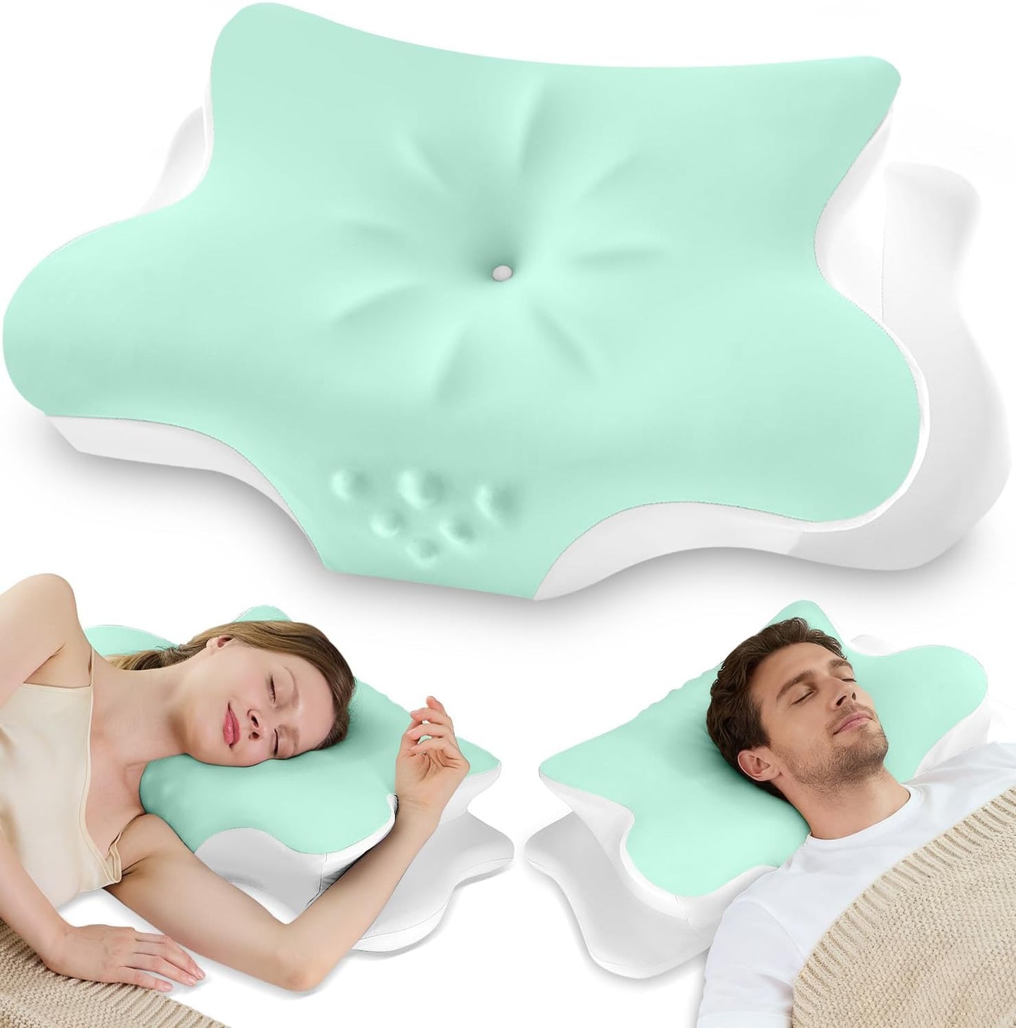 Cervical Neck Pillow for Pain Relief – Ergonomic Memory Foam Pillow for Side Sleeper Contour Orthopedic Bed Pillow for Neck Support with Cooling Cover – Ideal Christmas Birthday Gift for Women Men
